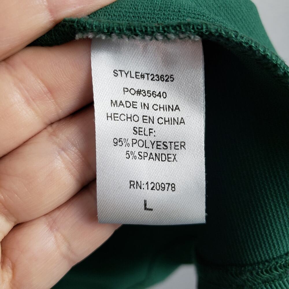 Entro Size L Cap Sleeve Pleated Blouse Green Fall Closet Staple Elevated Basic - Picture 6 of 8